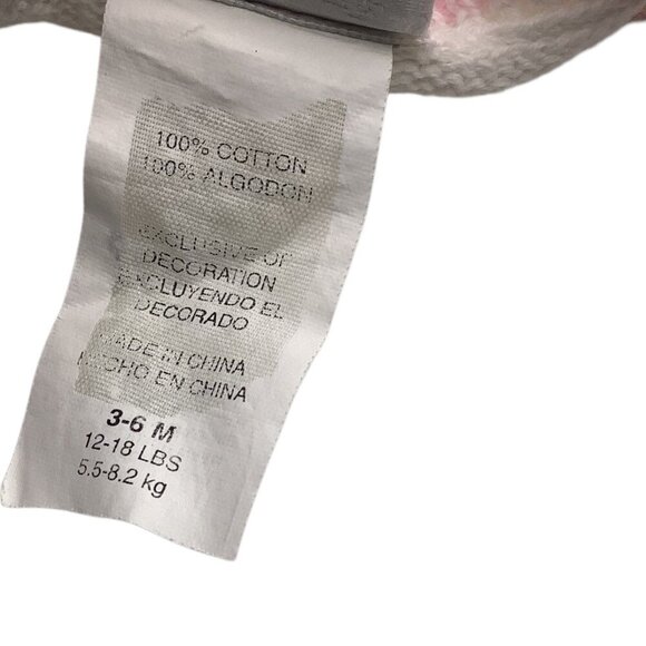 Carter's Baby Girl Sweater White & Pink Floral Button Up 3-6M Cotton Lightweight - Picture 4 of 11